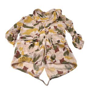 Baci Women's Multicolor Linen Hooded Button Down Pockets Made In Italy Small